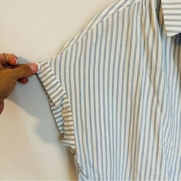 Madewell Central Shirt in Erinn Stripe Oversized Size Small White & Blue - Picture 7 of 11